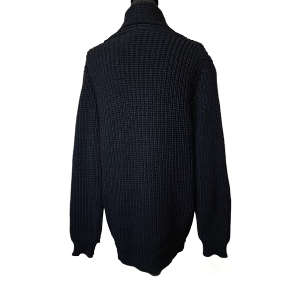 ROMEO GIGLI Wool Black Chunky Knit Slouchy Oversized Boyfriend Cardigan Sweater - Picture 4 of 7